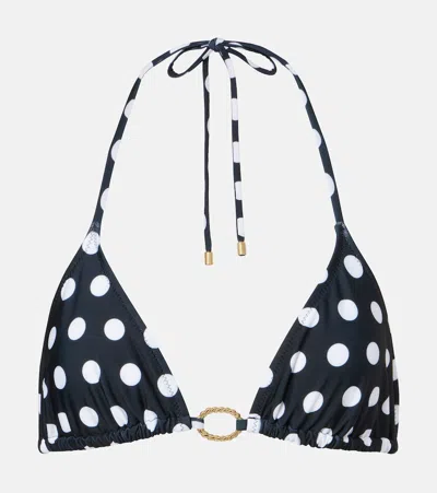 Alexandra Miro Alex Polka-dot Triangle Bikini Top In Black