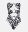 Alexandra Miro Bedruckter Badeanzug Anya In Zebra Print Black / White