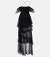 Alexandra Miro Carmen Tiered Tulle Maxi Dress In Black