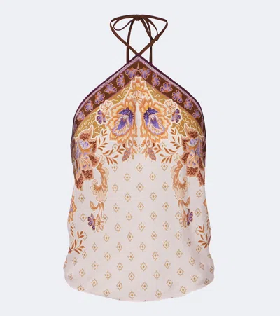 Alexandra Miro Cerys Printed Halterneck Top In Pink