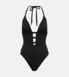 Alexandra Miro Cindy Cutout Halterneck Swimsuit In Black
