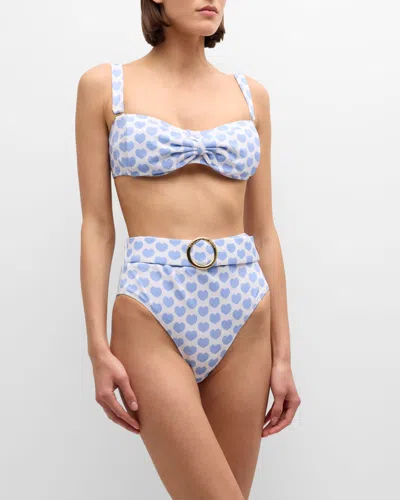 Alexandra Miro Clara Heart Bandeau Bikini Top In Blue Heart Print