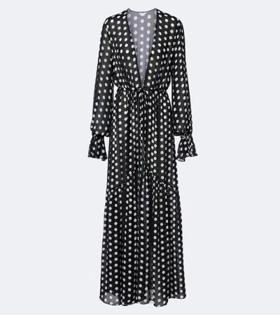 Alexandra Miro Clementine Polka-dot Maxi Dress In Black