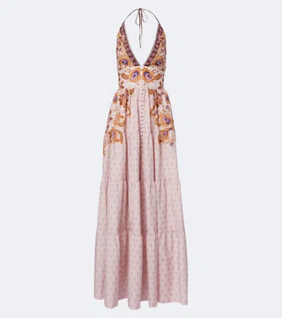 Alexandra Miro Clover Printed Cotton And Silk Maxi Dress In Multi
