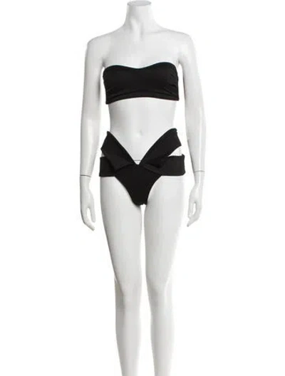 Pre-owned Alexandra Miro Cutout Accent Bikini W/ Tags In Black/white
