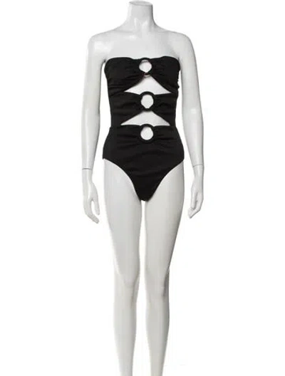 Pre-owned Alexandra Miro Cutout Accent One-piece W/ Tags In Black