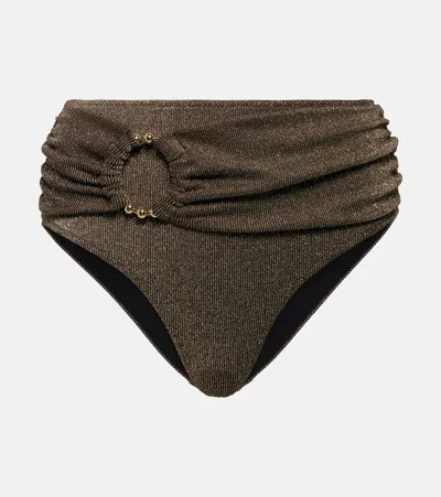 Alexandra Miro Dorit Ruched Bikini Bottoms In Brown