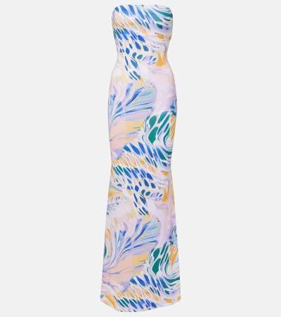Alexandra Miro Elodie Printed Maxi Dress In Blue
