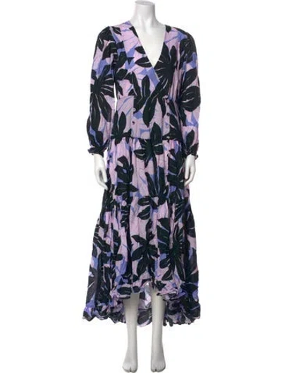 Pre-owned Alexandra Miro Floral Print Long Dress In Multi