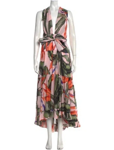 Pre-owned Alexandra Miro Floral Print Long Dress In Multi