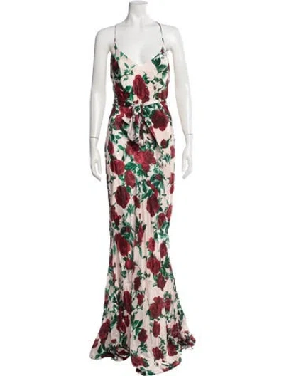 Pre-owned Alexandra Miro Floral Print Long Dress In Multicolor