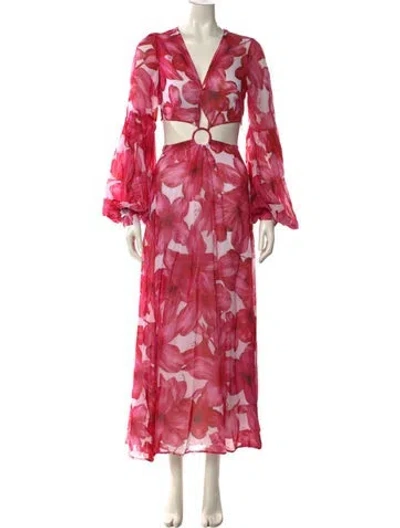Pre-owned Alexandra Miro Floral Print Long Dress In Pink