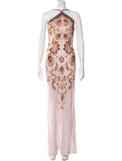 Pre-owned Alexandra Miro Floral Print Long Dress In Pink