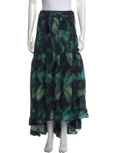 Pre-owned Alexandra Miro Floral Print Long Skirt In Green