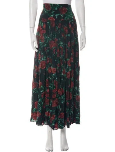 Pre-owned Alexandra Miro Floral Print Long Skirt In Green