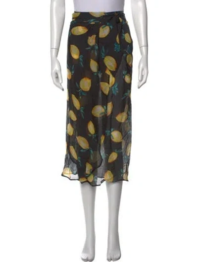 Pre-owned Alexandra Miro Floral Print Midi Length Skirt W/ Tags In Black