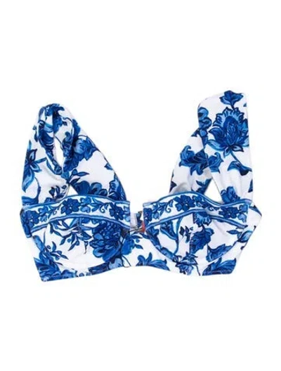 Pre-owned Alexandra Miro Floral Print Top W/ Tags In Blue
