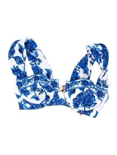 Pre-owned Alexandra Miro Floral Print Top W/ Tags In Blue