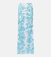 Alexandra Miro Gia Printed Jersey Maxi Skirt In Blue