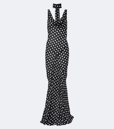 Alexandra Miro Harper Polka-dot Maxi Dress In Black