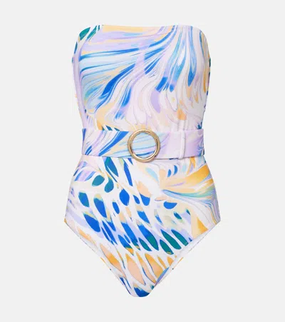 Alexandra Miro Iris Belted Printed Swimsuit In Multi