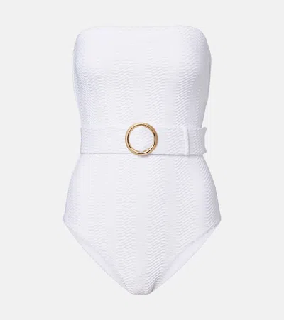 Alexandra Miro Iris Belted Swimsuit In White