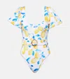 Alexandra Miro Jeanie Belted Printed Swimsuit