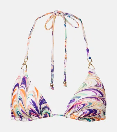 Alexandra Miro Leoni Printed Triangle Bikini Top In Multi
