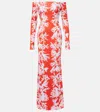Alexandra Miro Mila Printed Jersey Maxi Dress In Orange