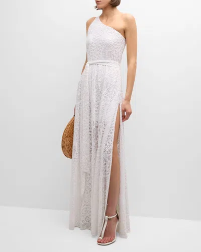 Alexandra Miro Odetta Lace One-shoulder Maxi Dress In White Lace