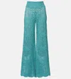 Alexandra Miro Paloma Lace Wide-leg Pants In Blue