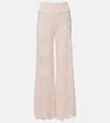 Alexandra Miro Paloma Lace Wide-leg Pants In Pink