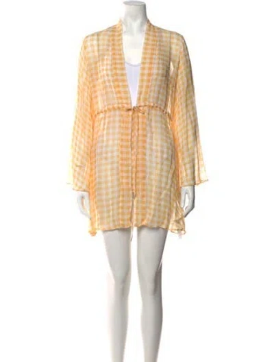 Pre-owned Alexandra Miro Plaid Print Mini Dress In Yellow