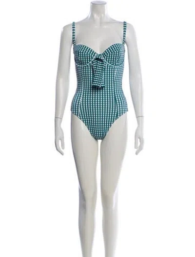 Pre-owned Alexandra Miro Plaid Print One-piece In Blue