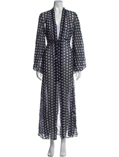 Pre-owned Alexandra Miro Polka Dot Print Long Dress W/ Tags In Blue