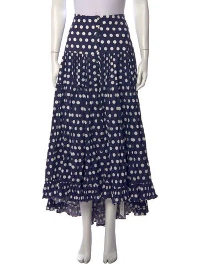 Pre-owned Alexandra Miro Polka Dot Print Long Skirt In Blue