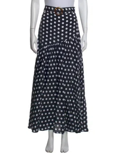 Pre-owned Alexandra Miro Polka Dot Print Long Skirt W/ Tags In Blue