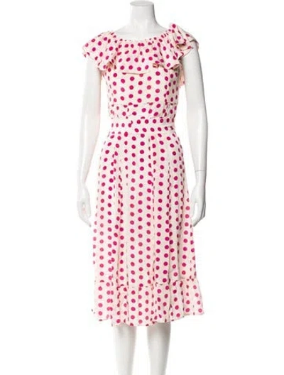 Pre-owned Alexandra Miro Polka Dot Print Midi Length Dress In Pink
