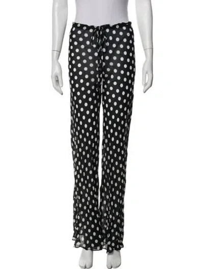 Pre-owned Alexandra Miro Polka Dot Print Wide Leg Pants In Black