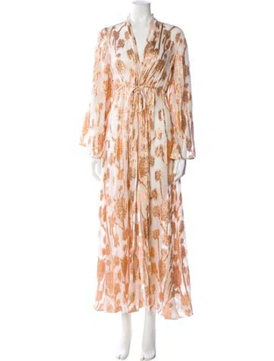 Pre-owned Alexandra Miro Printed Glitter Accents Robe W/ Tags In Neutral