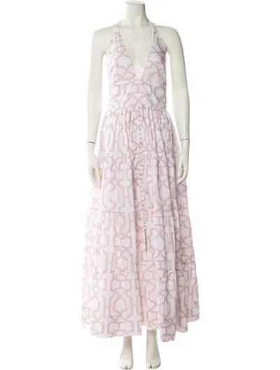 Pre-owned Alexandra Miro Printed Long Dress In Pink