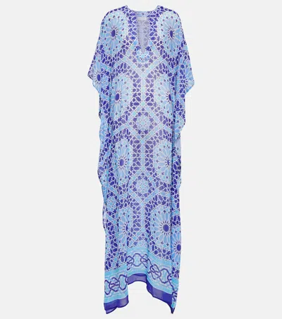 Alexandra Miro Roxanne Printed Chiffon Kaftan In Moroccan Tile Print