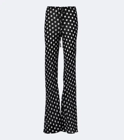 Alexandra Miro Scarlett Polka-dot Flared Pants In Black