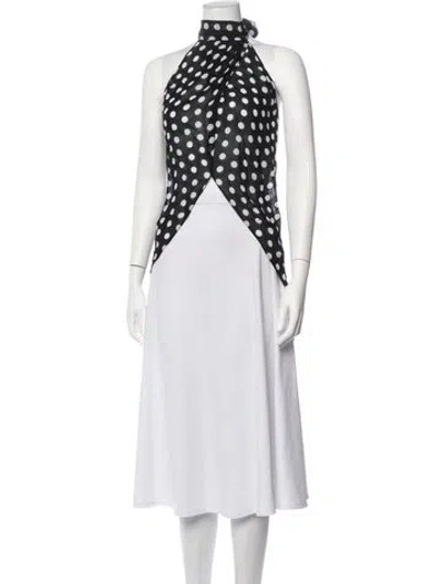 Pre-owned Alexandra Miro Silk Polka Dot Print Top In Black