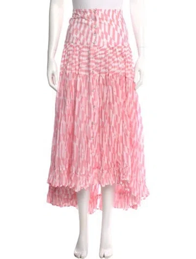 Pre-owned Alexandra Miro Striped Long Skirt In Pink