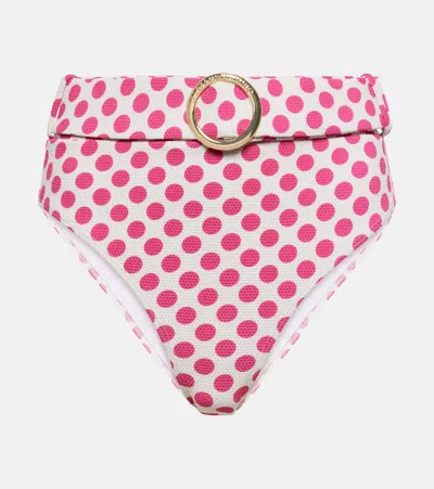 Alexandra Miro Ursula Polka-dot High-rise Bikini Bottom In White