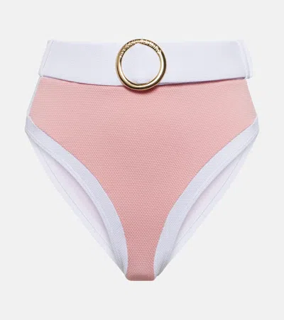 Alexandra Miro Whitney High-rise Bikini Bottoms In Pink Texture