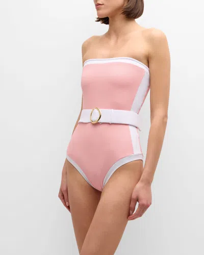 Alexandra Miro Whitney Strapless One-piece Swimsuit In Pink Texture