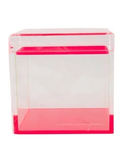 Pre-owned Alexandra Von Furstenberg Acrylic Cubic Medium Square Box In Red