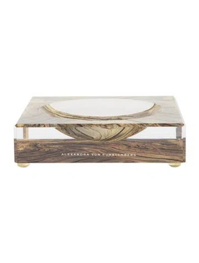 Pre-owned Alexandra Von Furstenberg Acrylic Faux Bois Petite Bowl In Multi